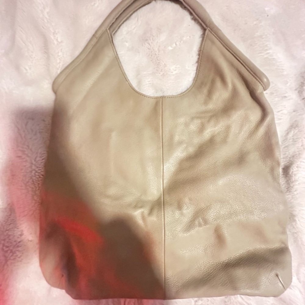 Anthropologie Beige Leather Hobo Bag